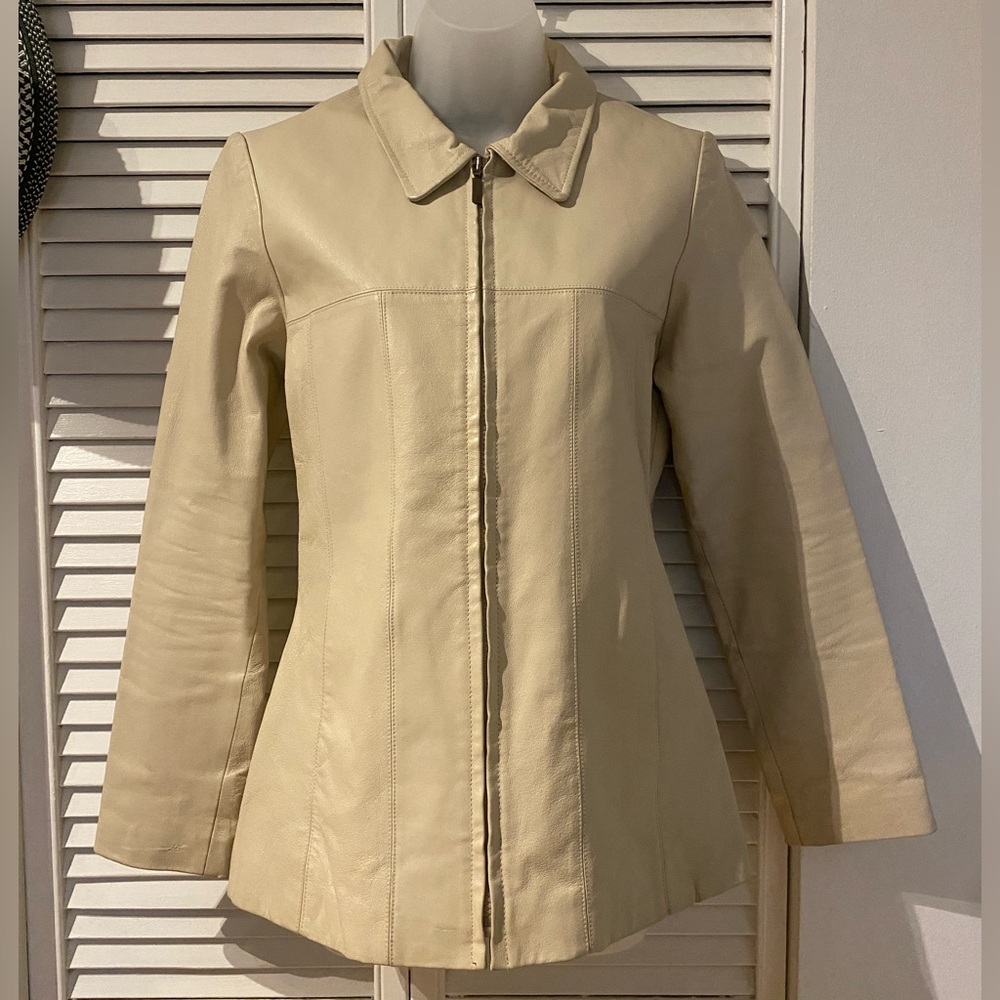 Cream Leather Jacket